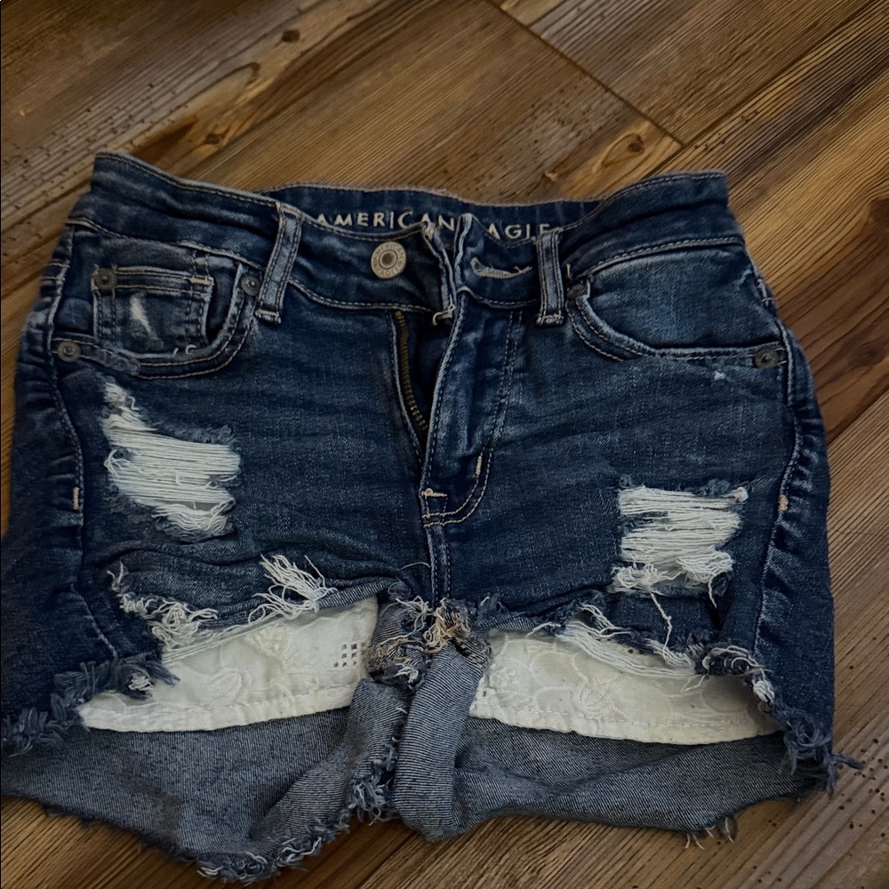 American Eagle Outfitters Blue Distressed Kids Shorts